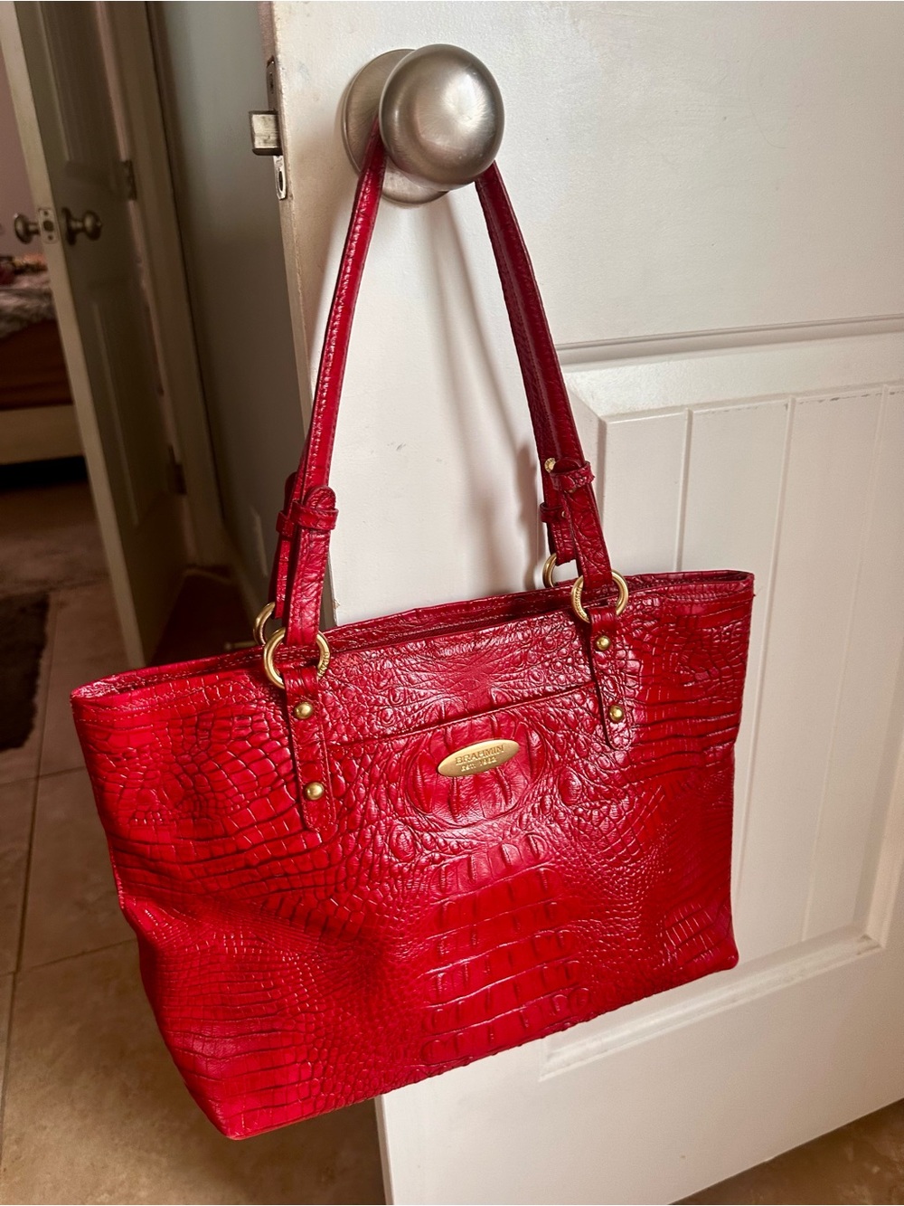 Authentic Brahmin Melbourne Red Tote EUC
